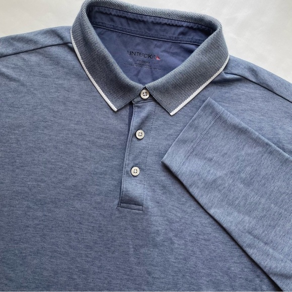 Untuckit Beaux Contrast Collar Long Sleeve Polo Medium - Picture 1 of 8